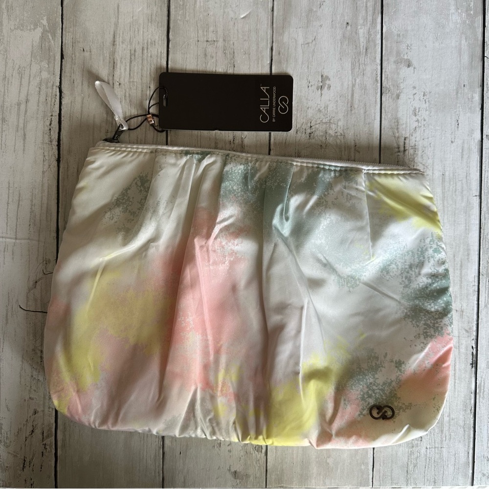 NEW WITH TAGS CALIA TRAVEL POUCH SET TIE DYE W/ SUGAR ROSE WALLET CLUTCH BAG